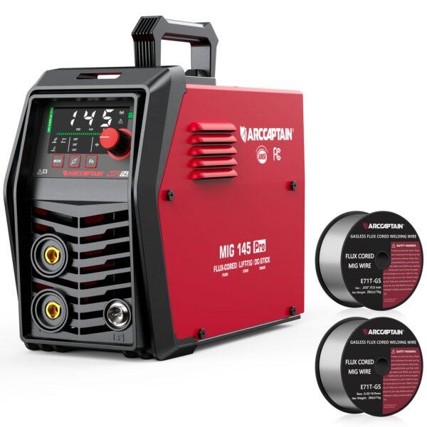 145A Flux Core MlG Welder 120V Welding Machine Gasless MlG Welder Flux MIG/MMA Stick/Lift TlG, 3 In 1 Welder Machine With Synergy, Portable Welder