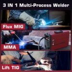 3 In 1 Welder MIG Welder 110V, 130Amp Machine Flux Core MIG/MMA/TIG, IGBTInverter Gasless Welder, Welding Machine With Synergic