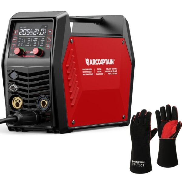 [6-in-1 MIG Welder] 6-in-1 MIG205 Pro MIG Welder | 205A Gas MIG/Gasless Flux MIG/MMA Stick/Lift TIG/Spot Welding/Spool Gun Aluminum Welding Machine, Professional Welder