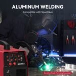 6-in-1 200A MIG Welder Multiprocess Welder - Gas/Flux Core/MIG/Lift TIG/Stick/Spool Gun/Spot Welding, 110V/220V Dual Voltage Industrial Welding Machine with Digital Control Panel & Safety Features for Professional Workshops