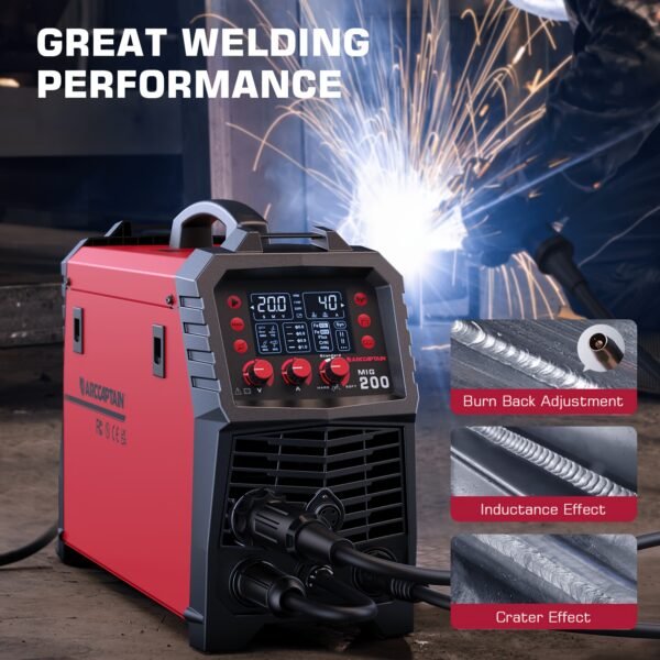 ARCCAPTAIN 6 In 1 200Amp MIG200 Welder Set, Multi Process Welding Machine, 110/220V Dual Voltage MIG Welding Machine, Support Gas MIG/Flux Core MIG/ARC/Lift TIG/Spot Welding/Spool Gun
