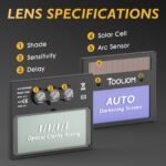 1pc TOOLJOM Solar-Powered Auto Darkening Welding Helmet, Flip Up Design with 2 Arc Sensors, Adjustable Shade 9-13, PP Material, True Color Display, Adjustable Welding Mask | Modern Welding Helmet | Durable Welding Mask, Welding Accessories