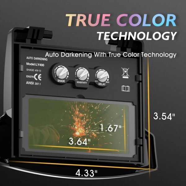 1pc TOOLJOM Solar-Powered Auto Darkening Welding Helmet, Flip Up Design with 2 Arc Sensors, Adjustable Shade 9-13, PP Material, True Color Display, Adjustable Welding Mask | Modern Welding Helmet | Durable Welding Mask, Welding Accessories