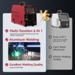 6-in-1 200A MIG Welder Multiprocess Welder - Gas/Flux Core/MIG/Lift TIG/Stick/Spool Gun/Spot Welding, 110V/220V Dual Voltage Industrial Welding Machine with Digital Control Panel & Safety Features for Professional Workshops