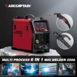 MIG250 Welder, 250Amp 110V/220V Dual Voltage, MlG Welder With GasMIG/Gasless Flux Core MlG/Stick/Lift TlG/Spool Gun/Spot, Welding Machine With LEDDigital Display