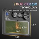 Large Viewing Screen Welding Helmet 1/1/1/1 Top Optical Clarity Auto Darkening Welding Hood 2 Arc Sensor 1/25000s Response Time True Color Weld Hood Helmet