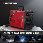 3 In 1 Welder MIG Welder 110V, 130Amp Machine Flux Core MIG/MMA/TIG, IGBTInverter Gasless Welder, Welding Machine With Synergic