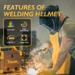 [Auto Darkening Welding Helmet] Solar Powered Auto Darkening Welding Helmet with Large 3.94" X 3.27" Viewing Screen, True Color Welding Hood, 4 Arc Sensor, Wide Shade 4-5/5-9/9-13