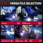 TIG Welder, 5in 1 Cold Spot Stick/TIG Welder, 110V/220V Welding Machine with Large LED Display, 2T/4T, Hot Start, Arc Force And Anti-stick