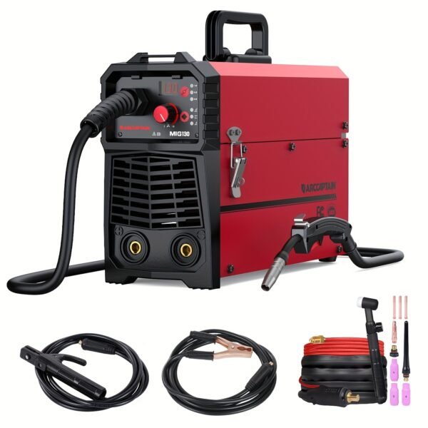 3 In 1 Welder MIG Welder 110V, 130Amp Machine Flux Core MIG/MMA/TIG, IGBTInverter Gasless Welder, Welding Machine With Synergic