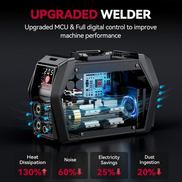 TIG Welder, 5in 1 Cold Spot Stick/TIG Welder, 110V/220V Welding Machine with Large LED Display, 2T/4T, Hot Start, Arc Force And Anti-stick