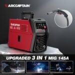 145A Flux Core MlG Welder 120V Welding Machine Gasless MlG Welder Flux MIG/MMA Stick/Lift TlG, 3 In 1 Welder Machine With Synergy, Portable Welder