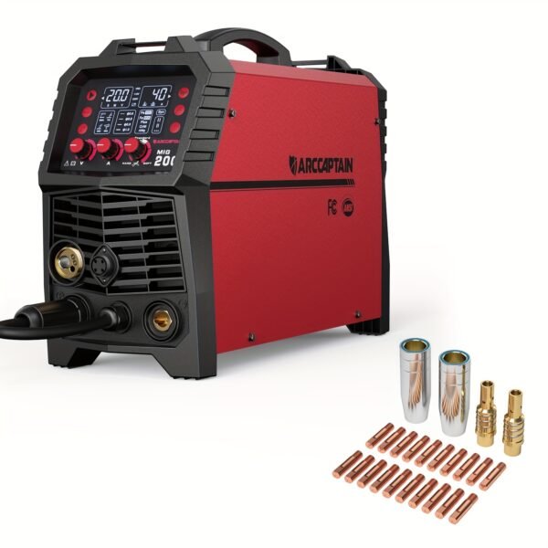 ARCCAPTAIN 6 In 1 200Amp MIG200 Welder Set, Multi Process Welding Machine, 110/220V Dual Voltage MIG Welding Machine, Support Gas MIG/Flux Core MIG/ARC/Lift TIG/Spot Welding/Spool Gun