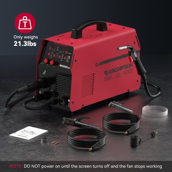 6-in-1 200A MIG Welder Multiprocess Welder - Gas/Flux Core/MIG/Lift TIG/Stick/Spool Gun/Spot Welding, 110V/220V Dual Voltage Industrial Welding Machine with Digital Control Panel & Safety Features for Professional Workshops