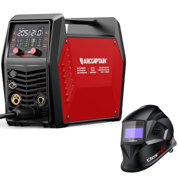 [6-in-1 MIG Welder] 6-in-1 MIG205 Pro MIG Welder | 205A Gas MIG/Gasless Flux MIG/MMA Stick/Lift TIG/Spot Welding/Spool Gun Aluminum Welding Machine, Professional Welder