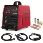 6-in-1 200A MIG Welder Multiprocess Welder - Gas/Flux Core/MIG/Lift TIG/Stick/Spool Gun/Spot Welding, 110V/220V Dual Voltage Industrial Welding Machine with Digital Control Panel & Safety Features for Professional Workshops