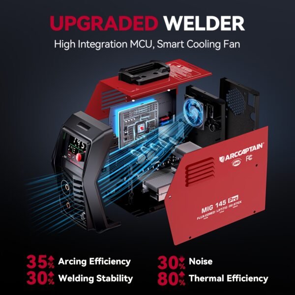 145A Flux Core MlG Welder 120V Welding Machine Gasless MlG Welder Flux MIG/MMA Stick/Lift TlG, 3 In 1 Welder Machine With Synergy, Portable Welder
