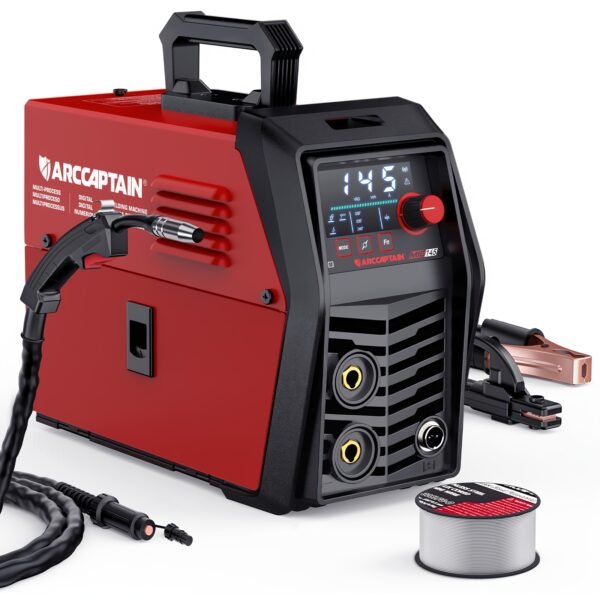 145A Flux Core MlG Welder 120V Welding Machine Gasless MlG Welder Flux MIG/MMA Stick/Lift TlG, 3 In 1 Welder Machine With Synergy, Portable Welder
