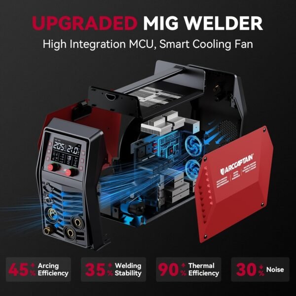 [6-in-1 MIG Welder] 6-in-1 MIG205 Pro MIG Welder | 205A Gas MIG/Gasless Flux MIG/MMA Stick/Lift TIG/Spot Welding/Spool Gun Aluminum Welding Machine, Professional Welder